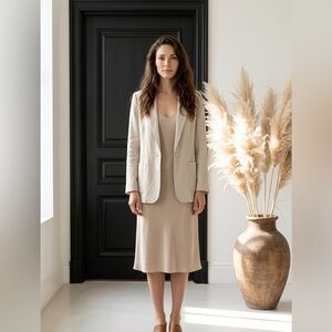 Zara Basic Collection Women Casual Beige Jacket Blazer Size Small 100% Acetate